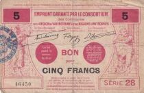 Francia 5-Franc Emergency Note - May 1916 - Valenciennes - Series 28