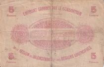 Francia 5-Franc Emergency Note - May 1916 - Valenciennes - Series 28