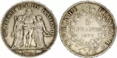 Francia 5 Francs  - Hercules - Third Republic - 1877 A Paris