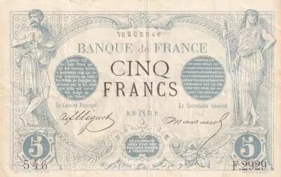 Francia 5 Francs - Black - 25-07-1873 - Serial F.2929