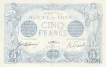 Francia 5 Francs - Blue - 28-08-1916 - Serial D.13581