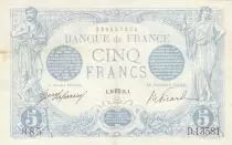 Francia 5 Francs - Blue - 28-08-1916 - Serial D.13581