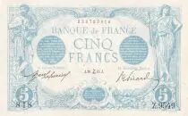 Francia 5 Francs - Blue - 29-12-1915 - Serial Z.9549 - P.70