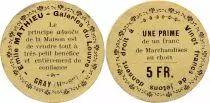 Francia 5 Francs - Bon Prime Emile Mathieu - Haute Saone - Galeries du Louvre