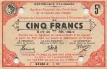 Francia 5 Francs - Cities of Vosges - 05-12-1917