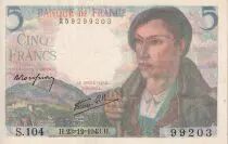 Francia 5 Francs - Farmer - 1943 -  Serial S.104 - XF - P.98