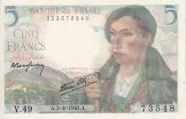 Francia 5 Francs - Farmer - 1943 - Serial V.49 - UNC - P.98