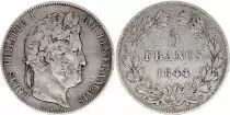 Francia 5 Francs - Louis-Philippe Ier - Tranche en relief - W Lille - 1844