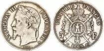 Francia 5 Francs - Napol&eacute;on III - Laurelled Head - Strasbourg - 1869