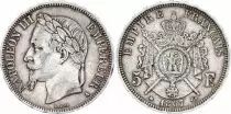 Francia 5 Francs - Napol&eacute;on III - T&ecirc;te laur&eacute;e - A Paris - 1867
