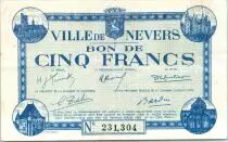 Francia 5 Francs , Nevers Bon de Ville, &eacute;mis - 1940