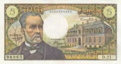 Francia 5 Francs - Pasteur - 07-07-1966 - Serial D.21