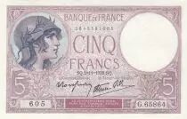 Francia 5 Francs - Purple - 02-11-1939  - Serial G.65864