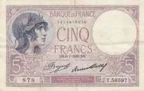 Francia 5 Francs - Purple - 08-06-1933 - Serial B.55804
