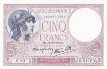 Francia 5 Francs - Purple - 17-08-1939 - Serial O.61193