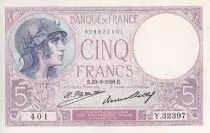 Francia 5 Francs - Purple - 23-02-1928 - Serial Y.32397 - P.79