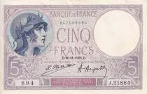 Francia 5 Francs - Purple - 26-02-1925 - Serial J.21884 - P.79