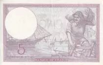 Francia 5 Francs - Purple - 26-12-1939 - Serial X.67825  - P.79