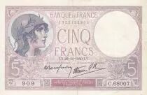 Francia 5 Francs - Purple - 26-12-1940 - Serial C.68007 - P.79