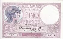 Francia 5 Francs - Purple - 27-07-1939  - Serial F.59517 - P.79