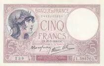 Francia 5 Francs - Purple - 27-07-1939 - Serial L.59570