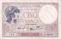 Francia 5 Francs - Purple - 28-09-1939  - Serial O.63620-769 - P.79
