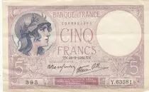 Francia 5 Francs - Purple - 28-09-1939  - Serial O.63620-769 - P.79