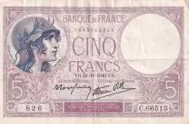 Francia 5 Francs - Purple - 28-11-1940  - Serial C.66513 - P.79