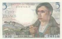 Francia 5 Francs - Shepherd - 05-08-1943 - Serial W.52