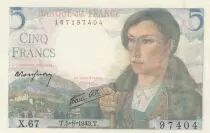 Francia 5 Francs - Shepherd - 05-08-1943 Serial X.67
