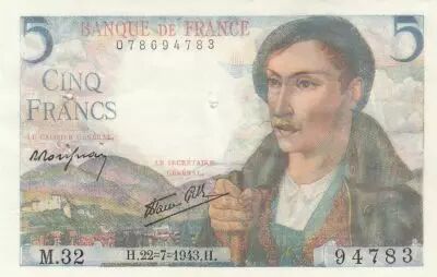 Francia 5 Francs - Shepherd - 22-07-1943 - Serial M.32