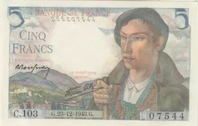 Francia 5 Francs - Shepherd - 23-12-1943 - Serial C.103 - PROMO