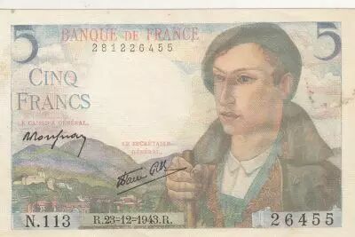 Francia 5 Francs - Shepherd - 23-12-1943 - Serial N.113