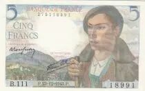 Francia 5 Francs - Shepherd - 23-12-1943 Serial B.111