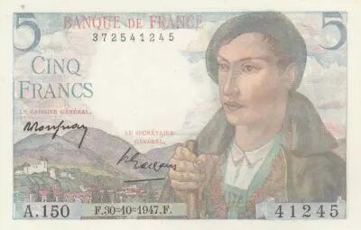 Francia 5 Francs - Shepherd - 30-10-1947 - Serial A.150