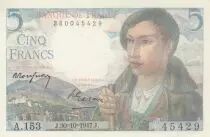 Francia 5 Francs - Shepherd - 30-10-1947 - Serial A.153