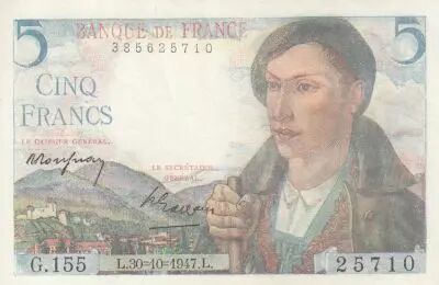Francia 5 Francs - Shepherd - 30-10-1947 - Serial G.155