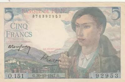 Francia 5 Francs - Shepherd - 30-10-1947 - Serial O.151
