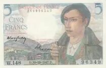 Francia 5 Francs - Shepherd - 30-10-1947 - Serial W.148