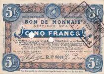 Francia 5 Francs - Ville -  Roubaix-Tourcoing  - 20-04-1916 - 7&egrave;me s&eacute;rie - R9004