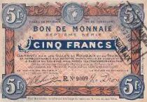 Francia 5 Francs - Ville -  Roubaix-Tourcoing  - 20-04-1916 - 7&egrave;me s&eacute;rie - R9009