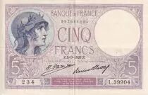 Francia 5 Francs - Violet - 05-03-1929 - Serial G.39904 - P.79