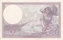 Francia 5 Francs - Violet - 1933 -  Serial S.56274 - AU - P.72