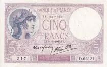 Francia 5 Francs - Violet - 21-09-1939 - Serial  D.63131 - XF - P.79