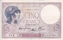 Francia 5 Francs - Violet - 26-12-1940 - Serial S.67805 - P.79