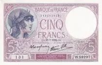 Francia 5 Francs - Violet - 27-07-1939 - Serial W.59297 - P.79