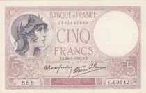 Francia 5 Francs - Violet - 28-09-1939 - Serial  C.63642 - XF - P.79