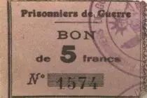 Francia 5 Francs - WWI Prisoners Coupon - F to VF
