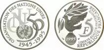 Francia 5 Francs 50 years of United Nations - 1995 - Proof - Silver
