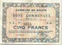 Francia 5 Francs Bauvin City - 1915